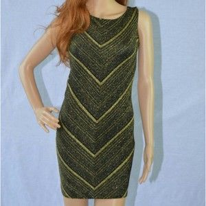 Metallic Gold and Black Chevron‎ Cutout Mini Dress Sz Small
